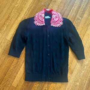 Worn twice—Red Valentino short sleeve cardigan with detailed collar